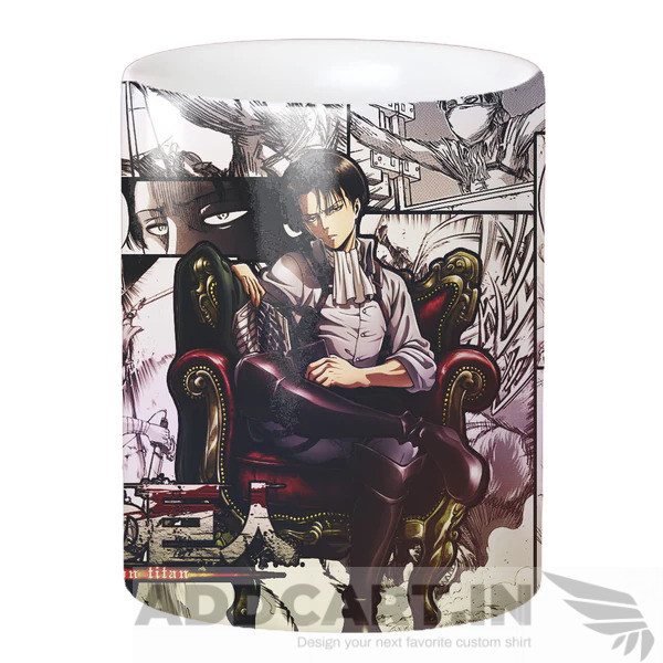 Anime Coffee Mug, White Ceramic Milk Mug Anime Printed, 350 ml (Captain Levi)